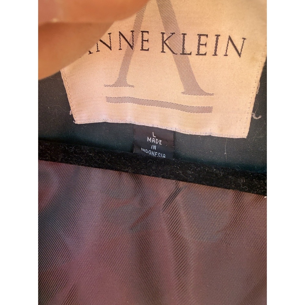 Anne Klein Women's Green Coat L Faux Fur Collar Thermolite Winter - Picture 6 of 8